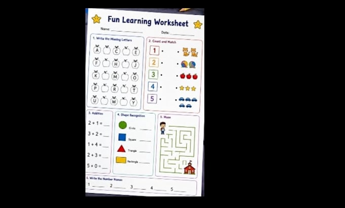 design printable educational worksheets for kids