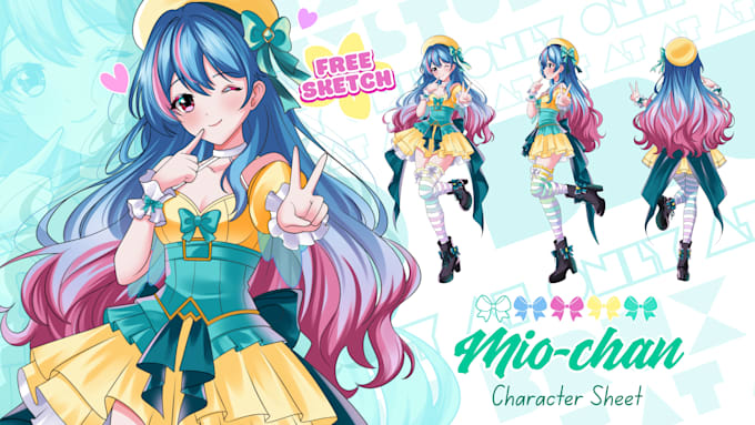 draw a custom character sheet or reference sheet for your oc or vtuber
