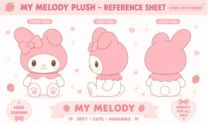 create custom plush reference sheet stuffed animal toy design ych concept