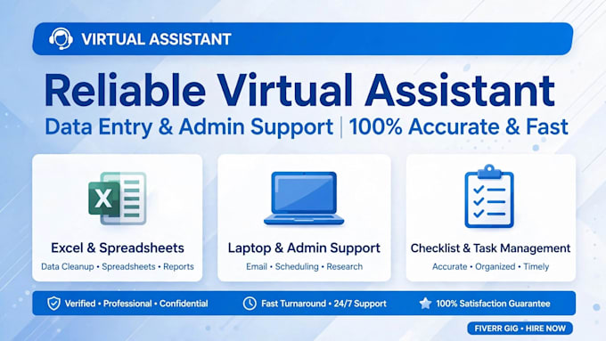 be your reliable virtual assistant for data entry and admin support
