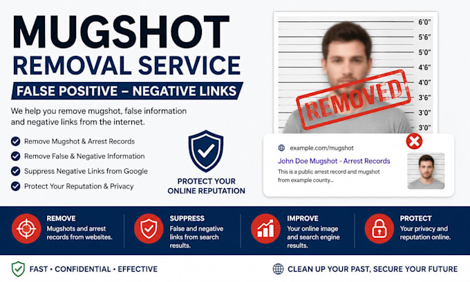 remove mugshot article false bad news negative links from google search