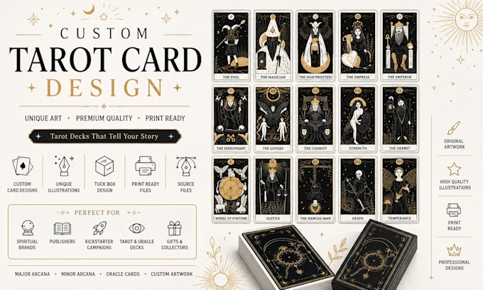 design tarot cards oracle cards custom card deck and packaging