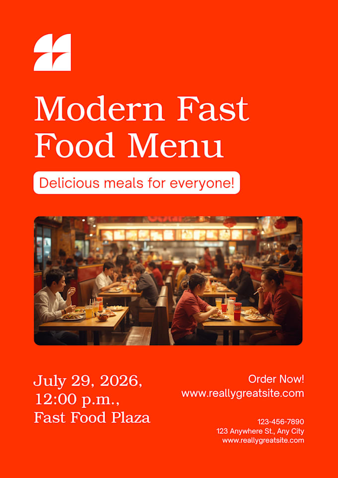 modern fast food menu flyer design