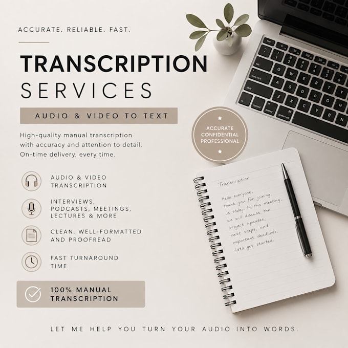 manually transcribe audio and video into accurate text