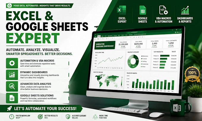 do excel spreedsheet, automation, vba macros, dashboards and google sheet expert