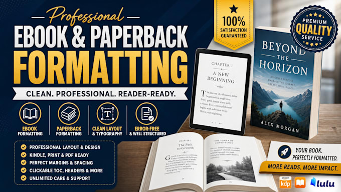 deliver a professional ebook and paperback layout formatting
