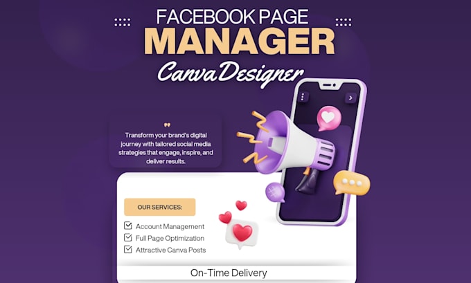 manage your facebook page and create canva design
