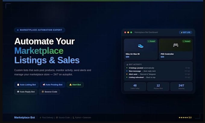 develop facebook marketplace bot, craigslist bot uploading bot, auto listing bot