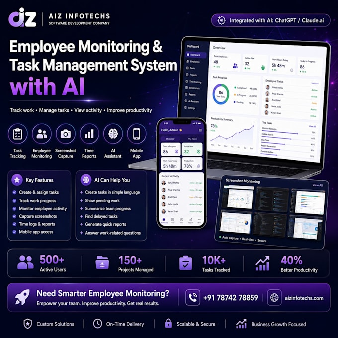 build ai employee monitoring and task management software