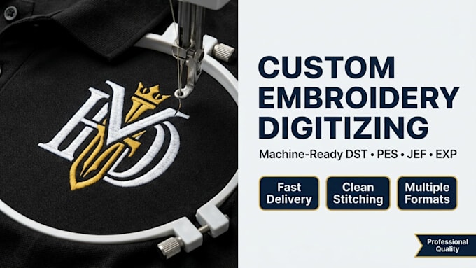 create custom embroidery designs and digitize logo for embroidery
