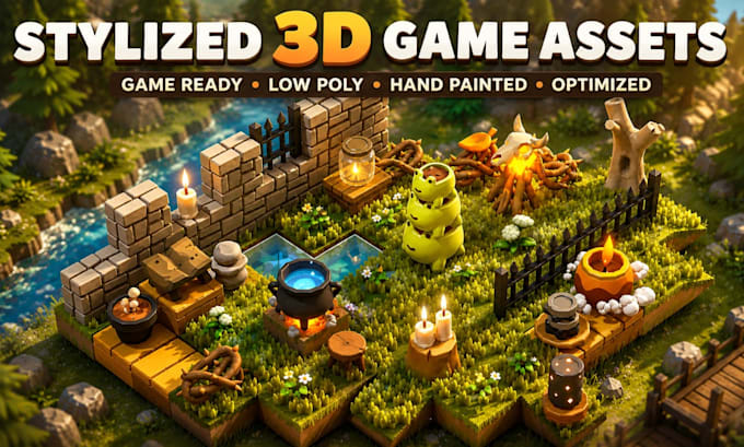 create game ready 3d assets, props and stylized models for unity and unreal