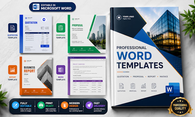 design a quotation template, proposal template, report template, word template