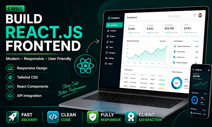 build or fix reactjs frontend, responsive UI, and react components