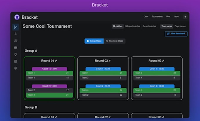 build a tournament management website with registration system
