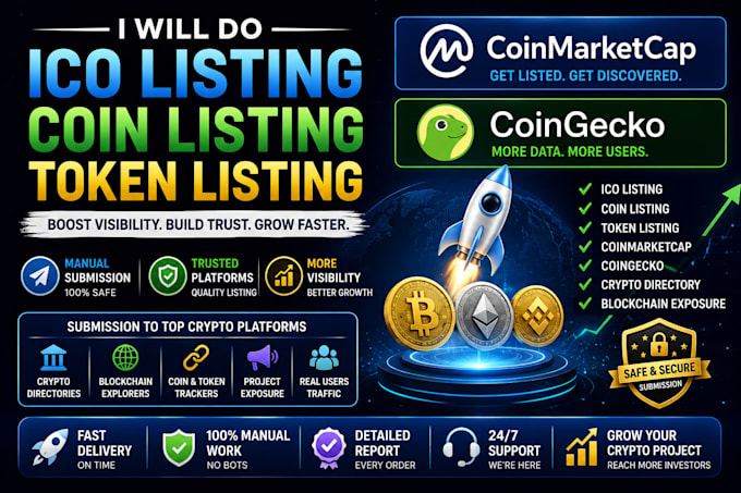 do ico listing, coin listing, token listing on coinmarketcap and coingecko
