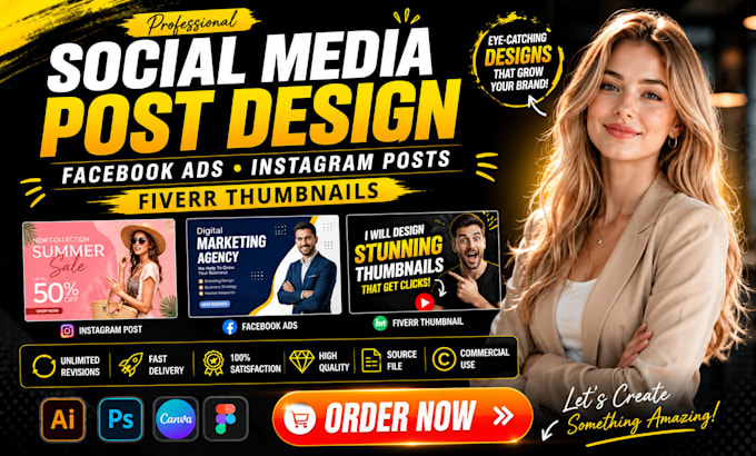do social media post design, facebook ads design, instagram post