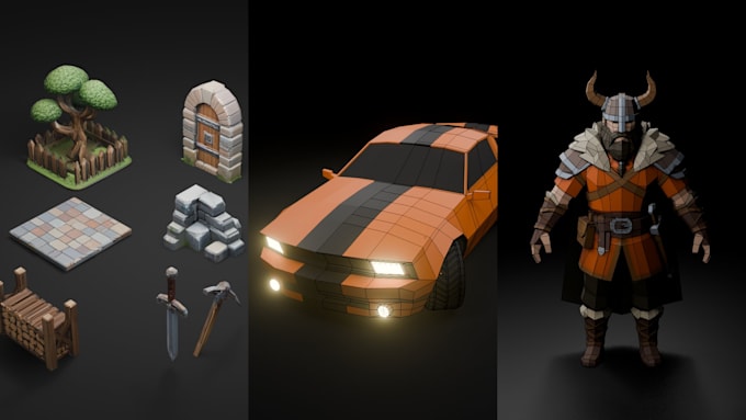 create high poly and low poly 3d game assets