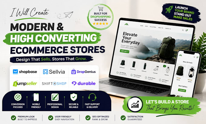 create shopbase sellvia dropgenius jumpseller shift4shop website store design