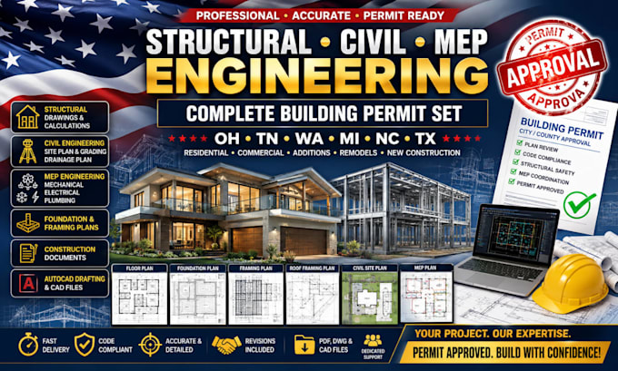 structural engineer full permit set civil engineer mep engineer stamp oh permit