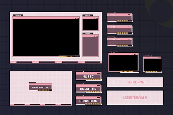 design vtuber logo twitch overlay stream package branding kit streaming graphics