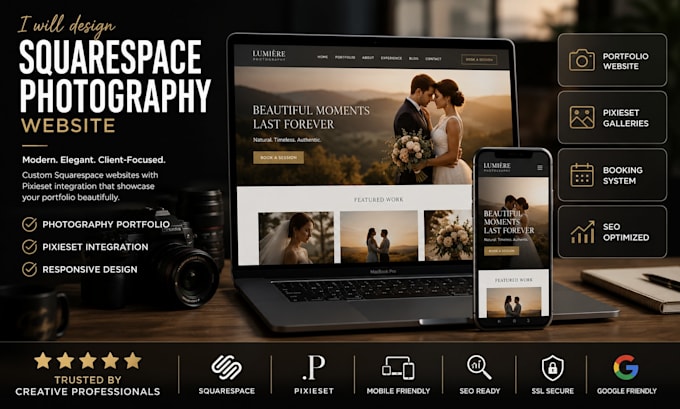 design squarespace creative photography pixieset website store audit error fix