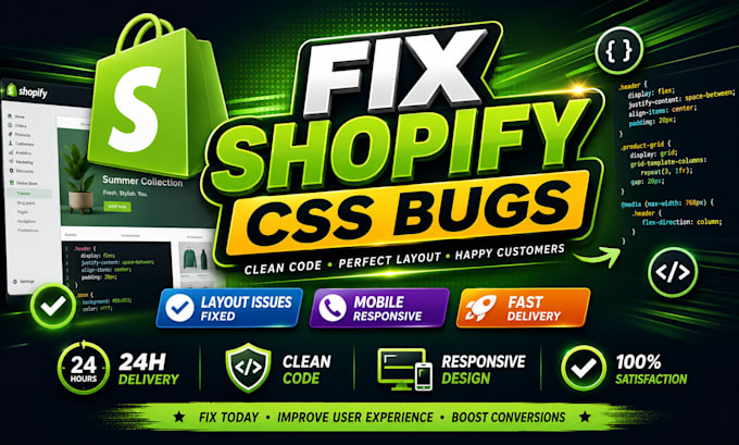 fix shopify CSS issues bugs, and responsive layout design errors