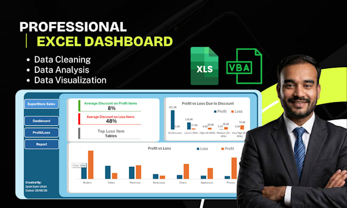 create excel dashboards, reports, charts, and data analysis