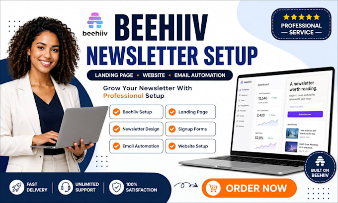 setup beehiiv account newsletter website and automation