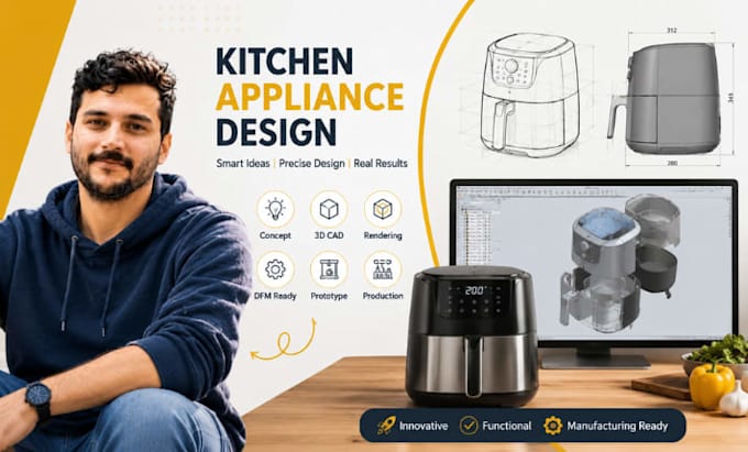 kitchen appliance design, smart kitchen cad, product 3d model designers pro