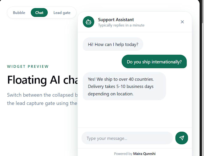 create custom site chatbot with openai for support sales and lead generation