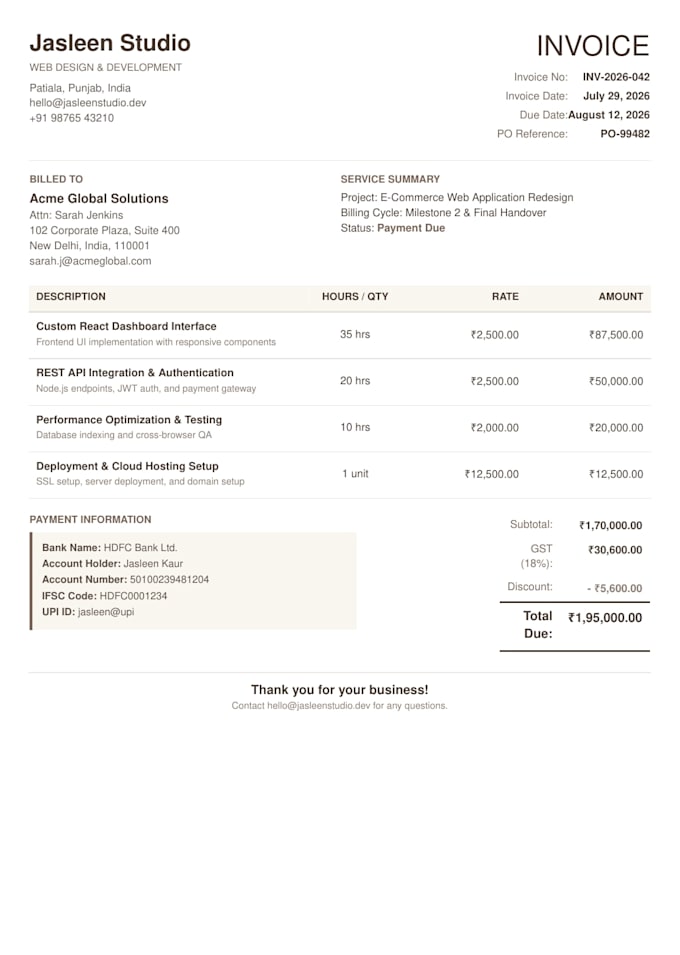 design professional business invoice templates