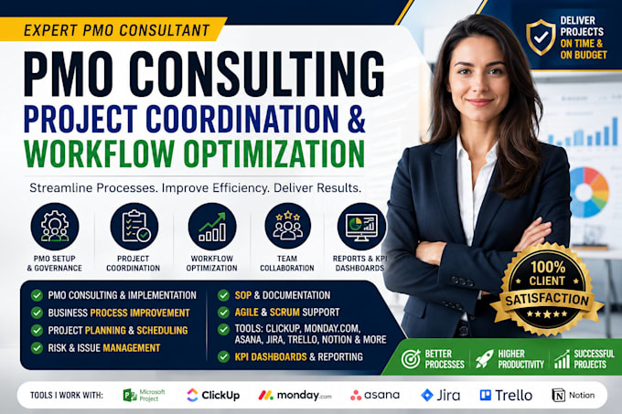 provide pmo consulting, project coordination and workflow optimization