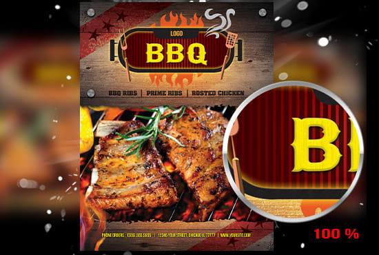 design barbecue restaurant flyer and manu card