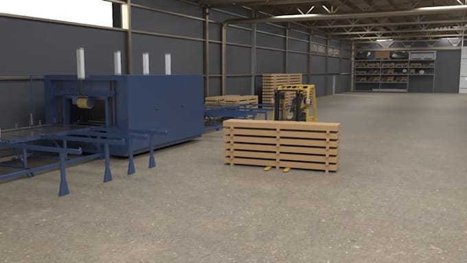create 3d warehouse automation robotic industrail animation factory video