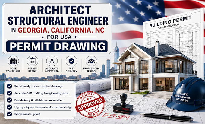 architect structural engineer in georgia california, nc for USA permit drawing