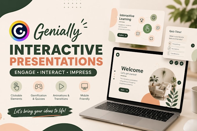 design genially elearning, interactive content and quizzes
