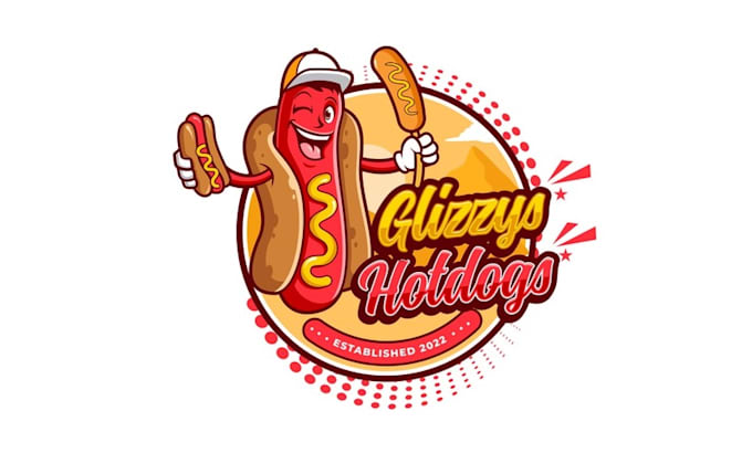design vibrant glizzys hot dogs logo