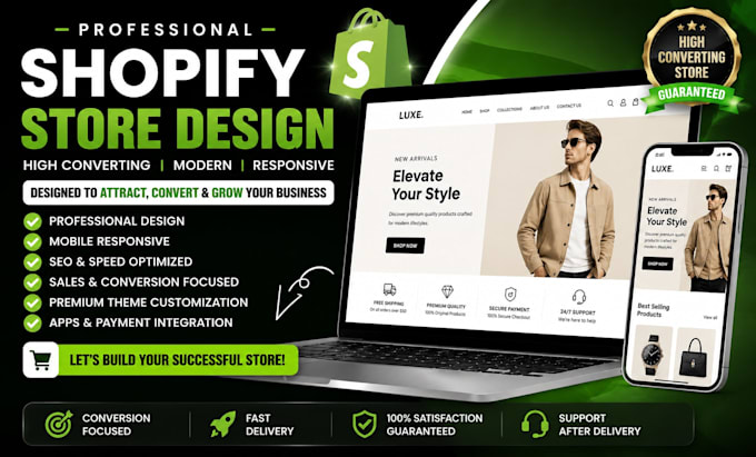 do shopify website design, create shopify store or shopify dropshipping store