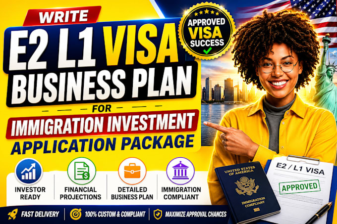 write an immigration business plan for e2 eb2 niw, l1 visa applications