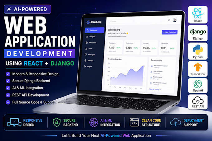 develop ai powered web application using react django and python