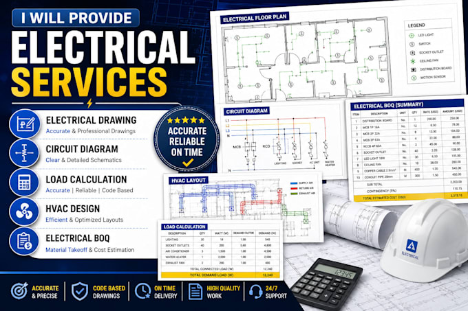 provide electrical drawing, circuit diagram, load calculation and electrical BBQ