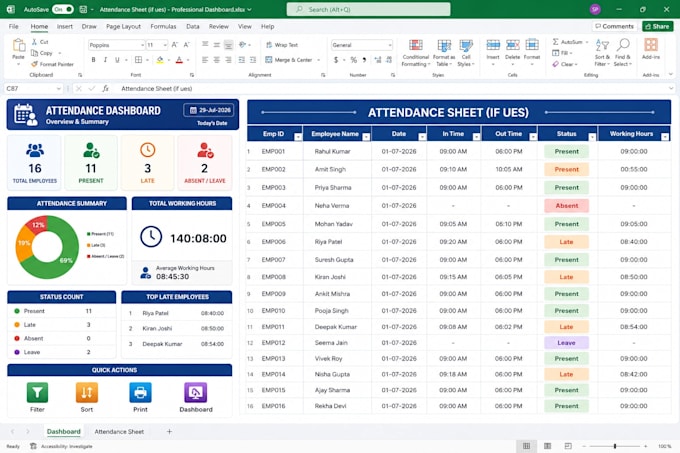create professional microsoft excel spreadsheets, dashboards