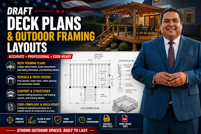 draft deck plans and outdoor framing layouts for your property