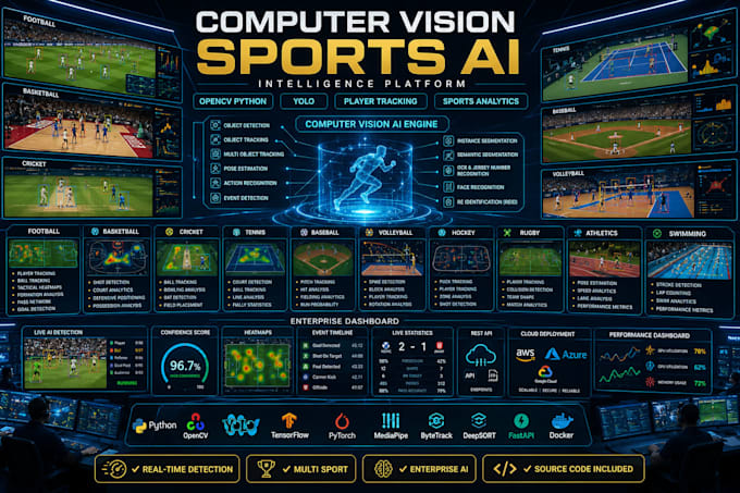develop computer vision, opencv python, yolo sports analytics, player tracking