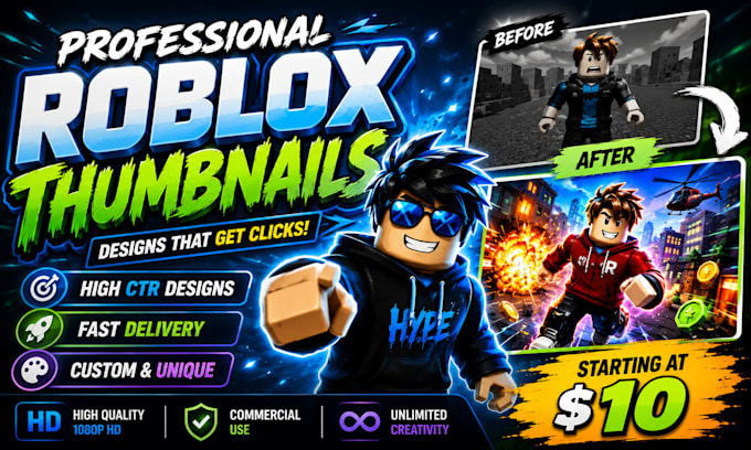 design roblox game thumbnail youtube thumbnail