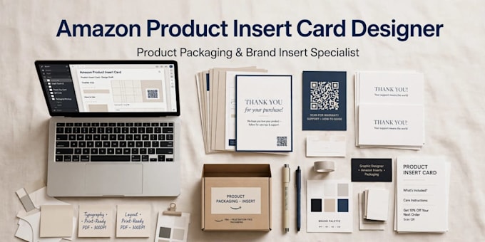 design amazon product, package and brand insert card