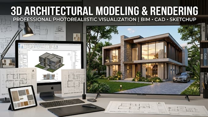 design 3d house models, exterior renders and architectural visualization