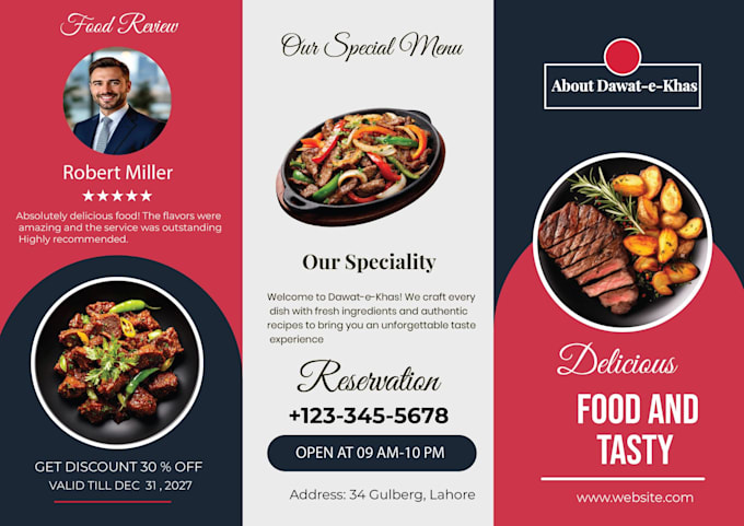 design a food trifold brochure