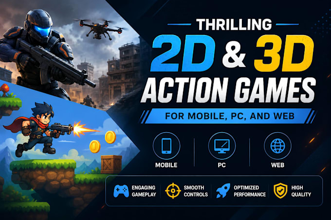 develop thrilling 2d and 3d action games for mobile, PC, and web