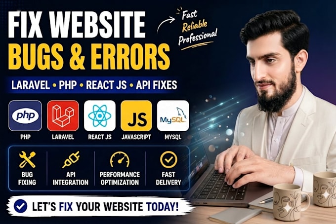fix laravel PHP react js bugs, errors and API integration